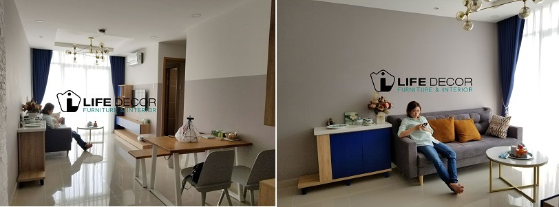Không gian phòng khách ngập sáng của chị Trang